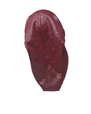 SG CS-01BYS Burgundy/Silver Metallic Cotton Adjustable Pre-Tied Bandanna myselflingerie.com